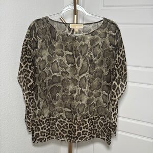 Michael Kors Snake skin and cheetah  Animal Print  sheer Blouse